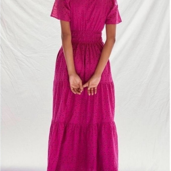 Maeve Anthropologie Somerset Dress Eyelet Pink Size Medium - Picture 2 of 5